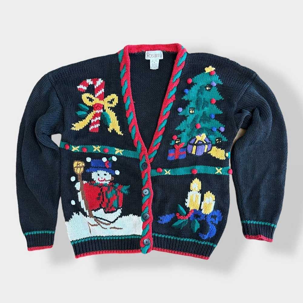Rosanna Vintage 80’s knit Christmas Sweater cardi… - image 1