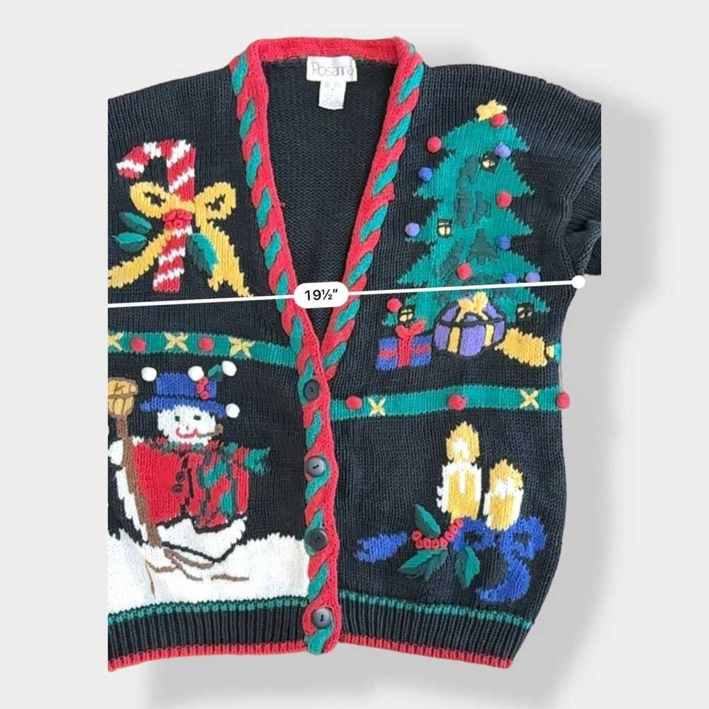 Rosanna Vintage 80’s knit Christmas Sweater cardi… - image 4