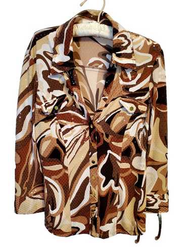 Caché Animal Print Blouse with Sequins, Large - image 1