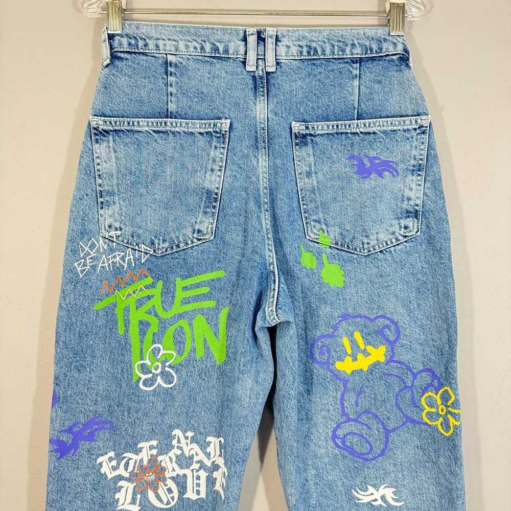 Bershka Jogger Vintage Jeans with Graffiti Prints… - image 3