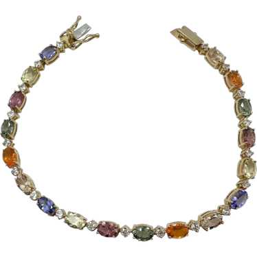 Gemstone Bracelet, Green Sapphire, Iolite, Quartz… - image 1