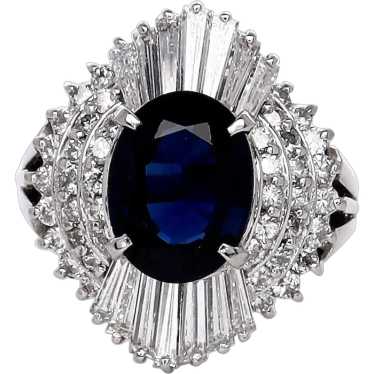 Estate Oval Australian Blue Sapphire and Diamond … - image 1