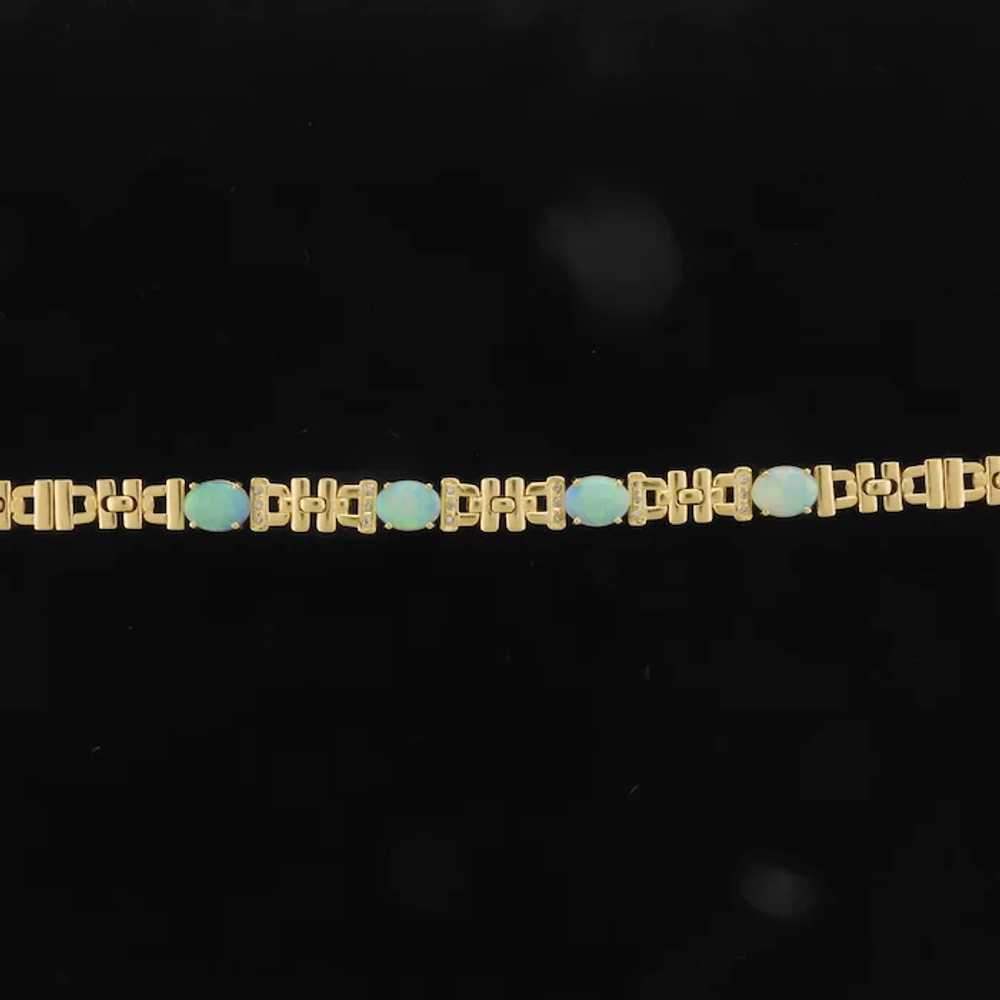 Stunning Vintage Opal & Diamond Linked Bracelet i… - image 4