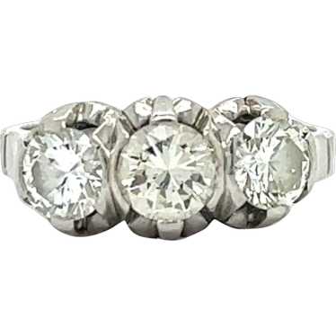 Art Deco Platinum/Palladium 3 Stone Diamond Ring - image 1