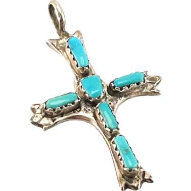 G&L Leekity Zuni Sterling Silver and Turquoise Cro