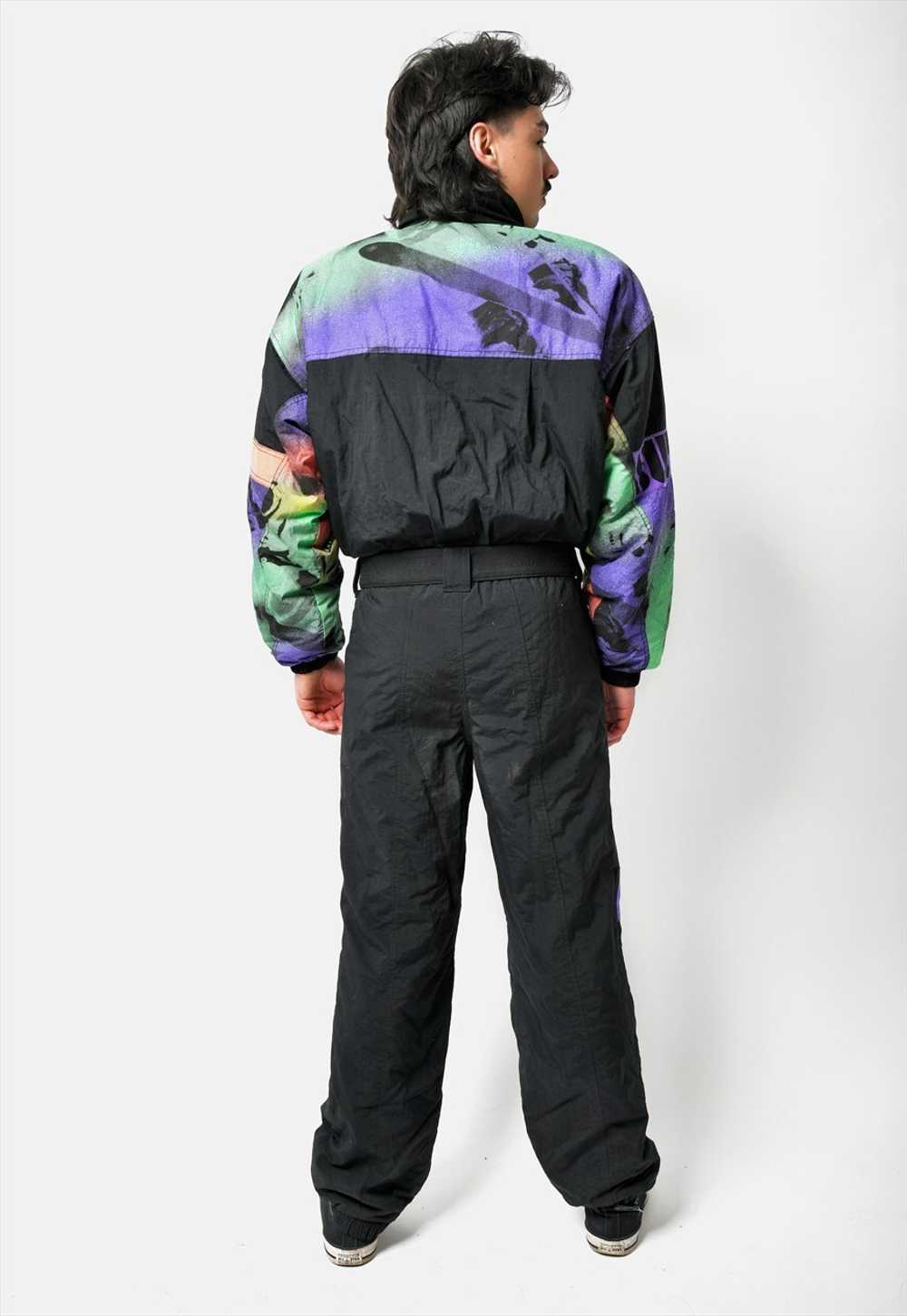 90s vintage ski suit mens black multi winter warm… - image 4