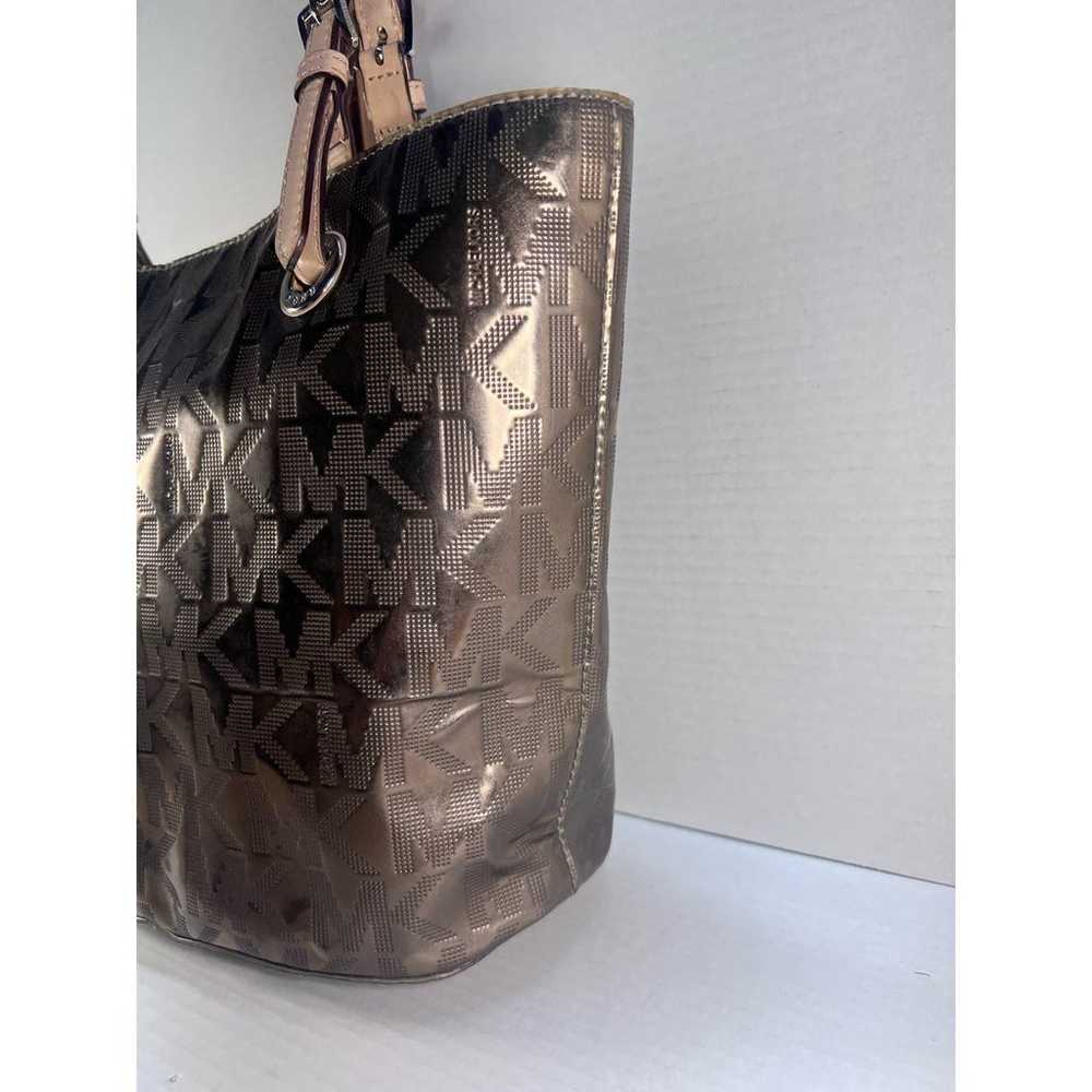 Michael Kors Gold Shiny Bronze Tote Purse Handbag - image 4