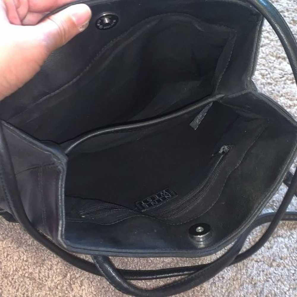 Nine West black vintage leather bucket purse - image 7