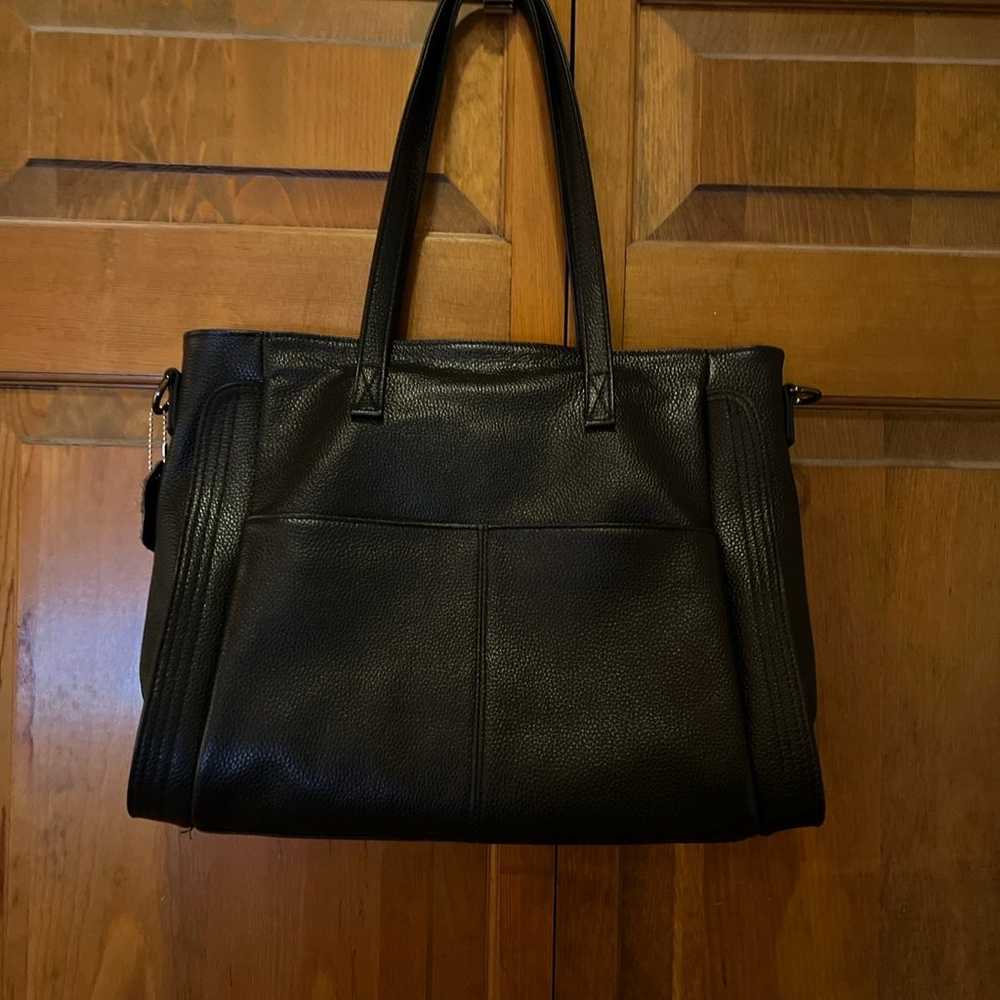 Genuine Leather Tote Purse black tote large bag b… - image 1
