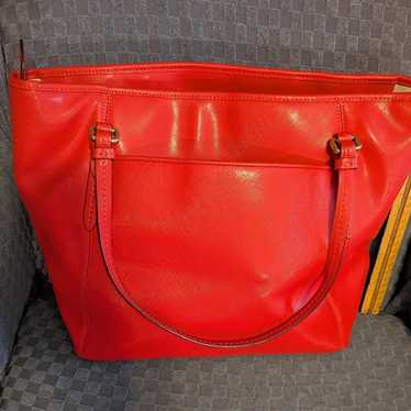 Ladies Coach Red  Leather Tote