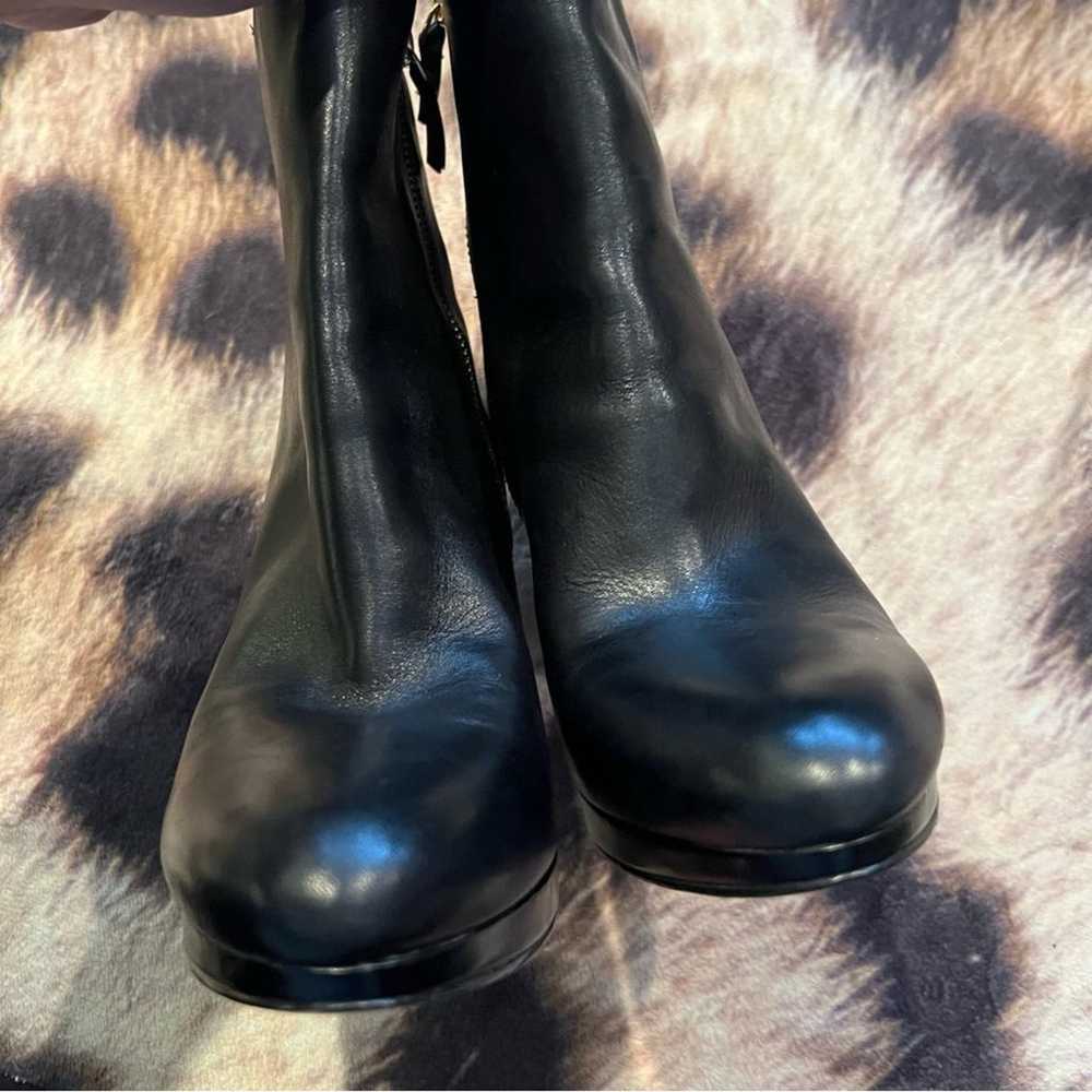 Vintage Nine West Black Leather Ankle Boots w/ He… - image 4