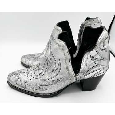 Roper Rowdy Metallic Silver Ankle Pointed Toe Boo… - image 1