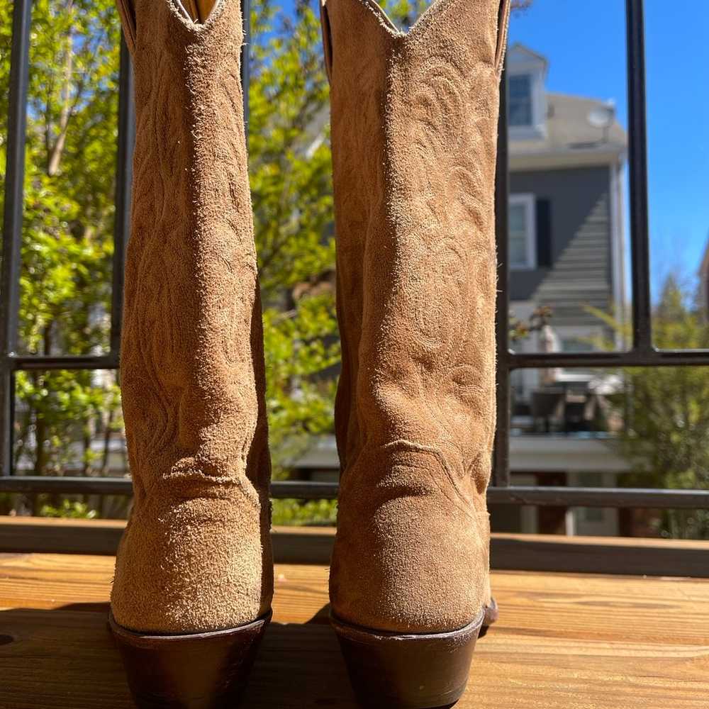 Vintage brown suede Justin Boots Wonens Cowboy bo… - image 10