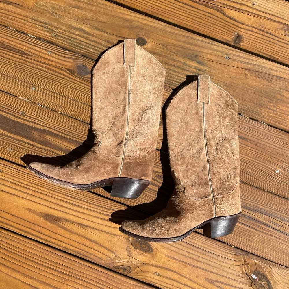 Vintage brown suede Justin Boots Wonens Cowboy bo… - image 2