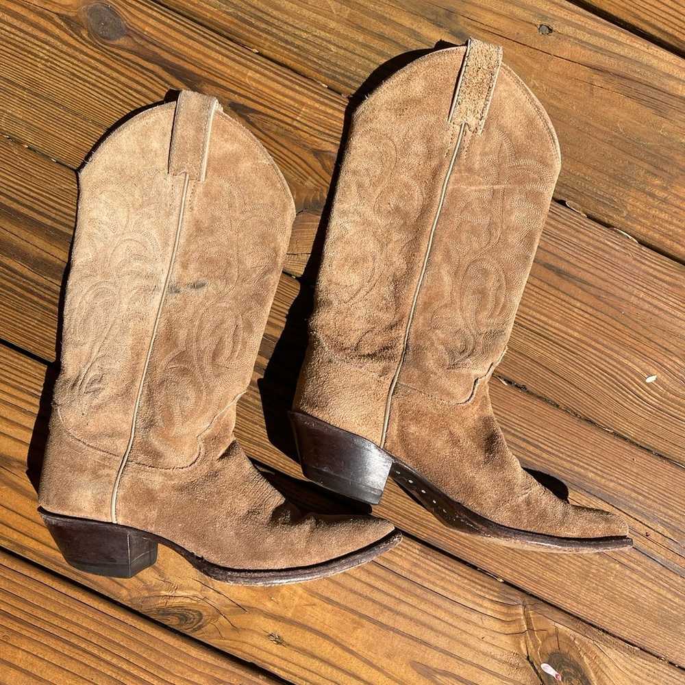 Vintage brown suede Justin Boots Wonens Cowboy bo… - image 6