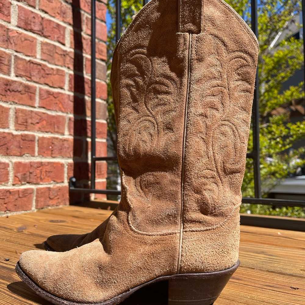 Vintage brown suede Justin Boots Wonens Cowboy bo… - image 8