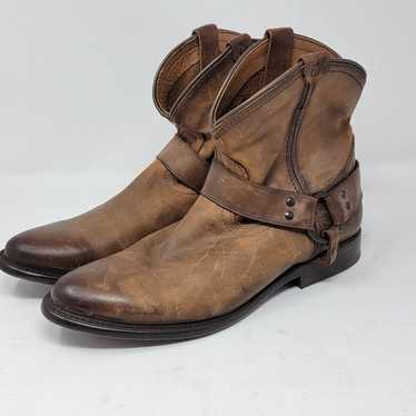 Frye Wyatt Harness Leather Short Ankle Boots Cogn… - image 1
