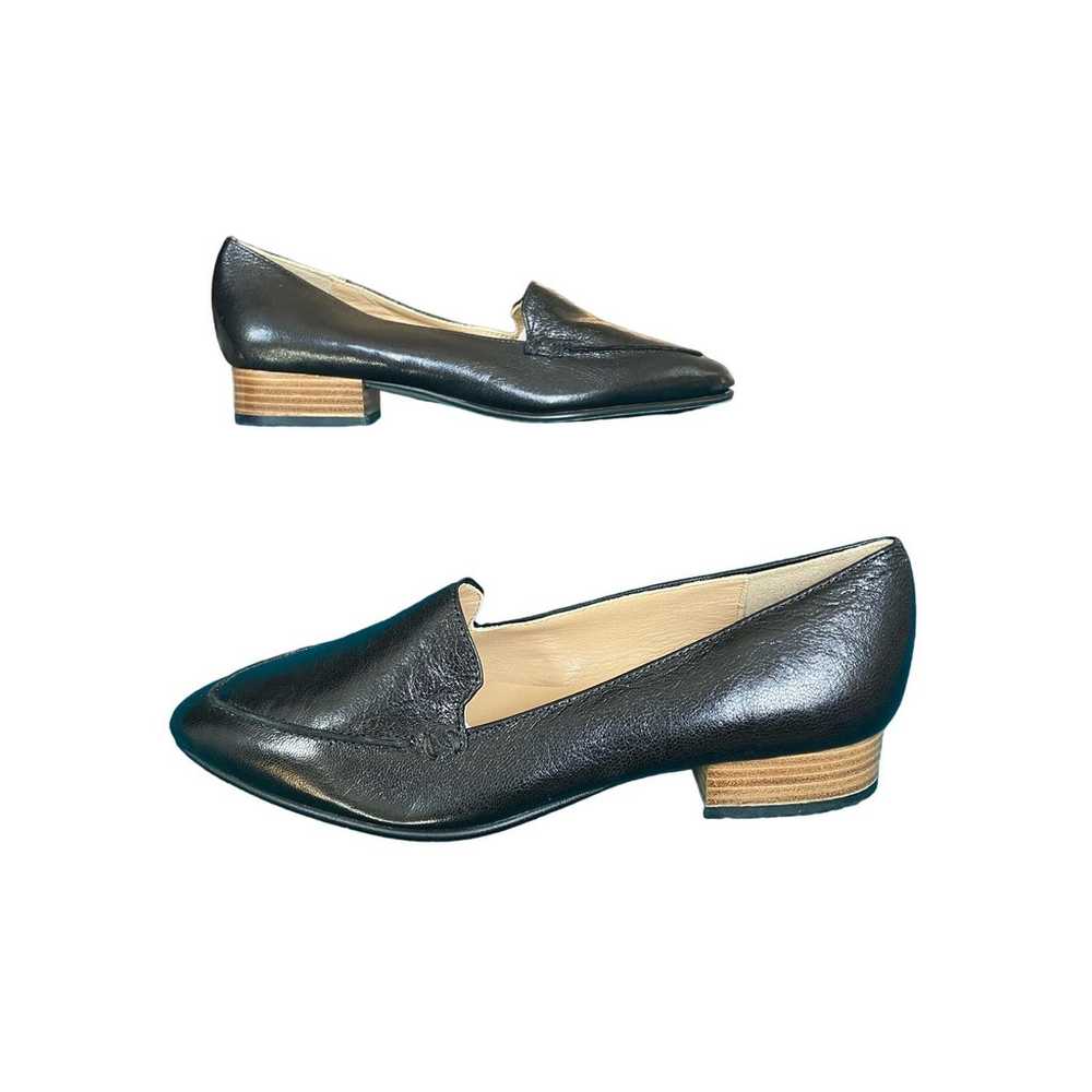 NWOT Avellini Black Leather Loafers1 inch Heel Po… - image 1