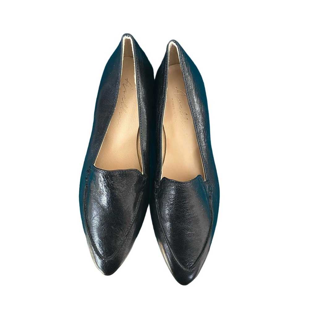 NWOT Avellini Black Leather Loafers1 inch Heel Po… - image 2