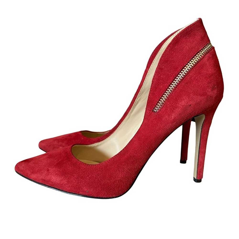 Nine West Red Suede Stiletto Heels with Zipper De… - image 10