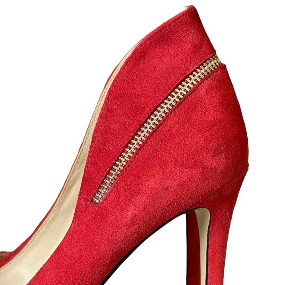 Nine West Red Suede Stiletto Heels with Zipper De… - image 11