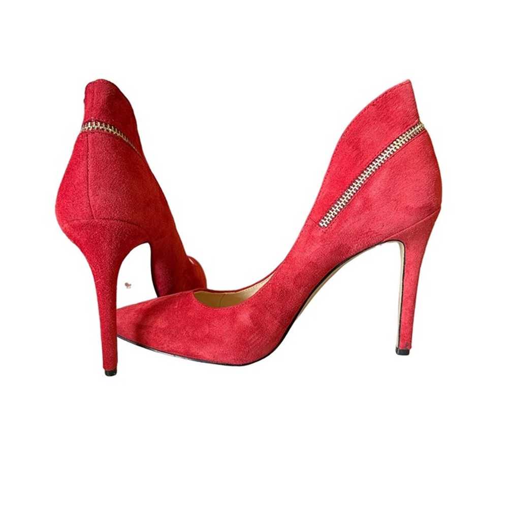 Nine West Red Suede Stiletto Heels with Zipper De… - image 3