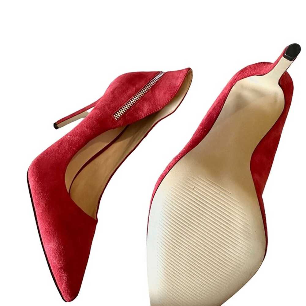 Nine West Red Suede Stiletto Heels with Zipper De… - image 6