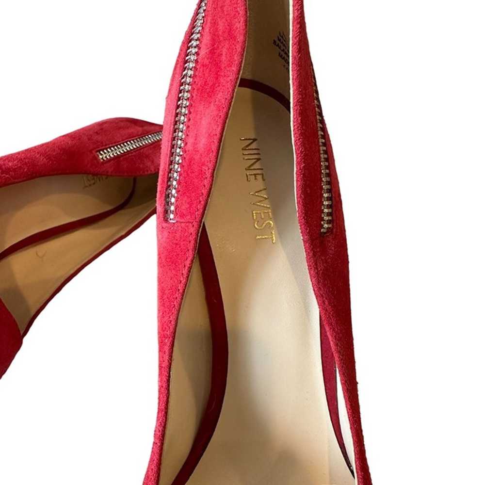 Nine West Red Suede Stiletto Heels with Zipper De… - image 7