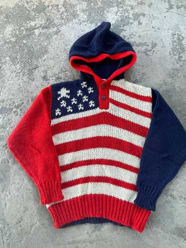 Vintage American Flag Knit Hoodie