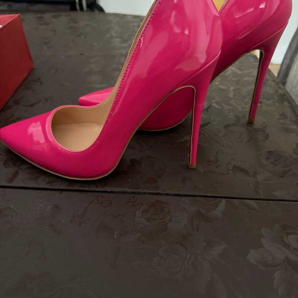 Bright pink red bottom heels - image 2