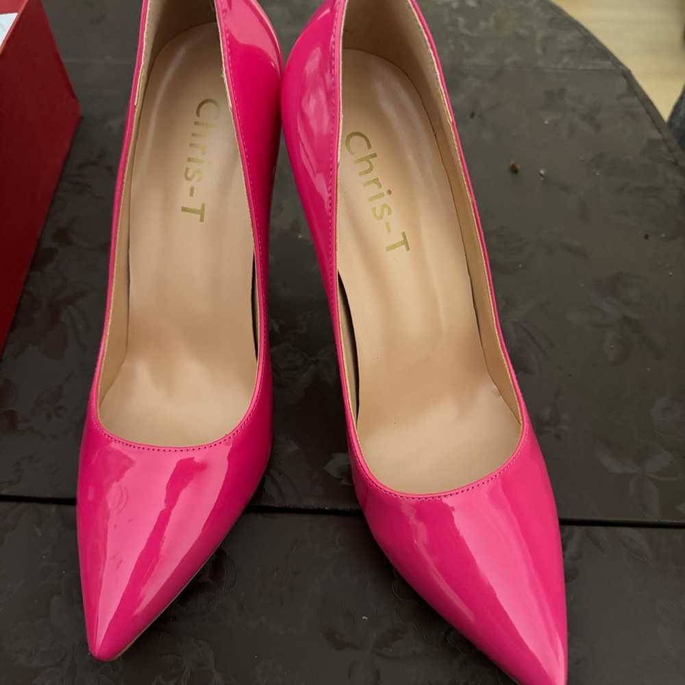 Bright pink red bottom heels - image 4