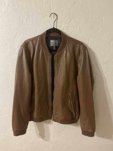 Asos ASOS Brown Faux Leather Bomber Jacket - Size 