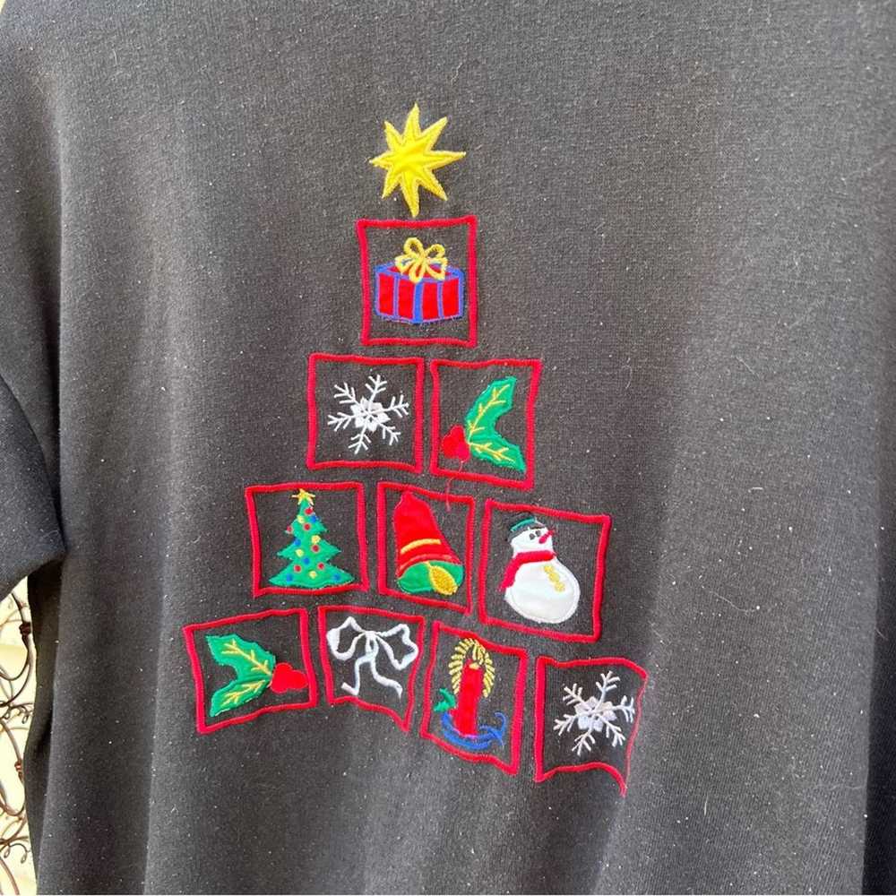 Vintage 90s Ugly Christmas Tree Presents embroide… - image 2