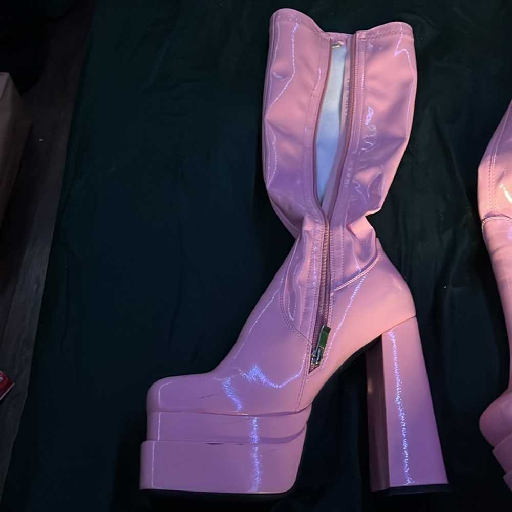 Baby pink, 4 inch platform heels - image 2
