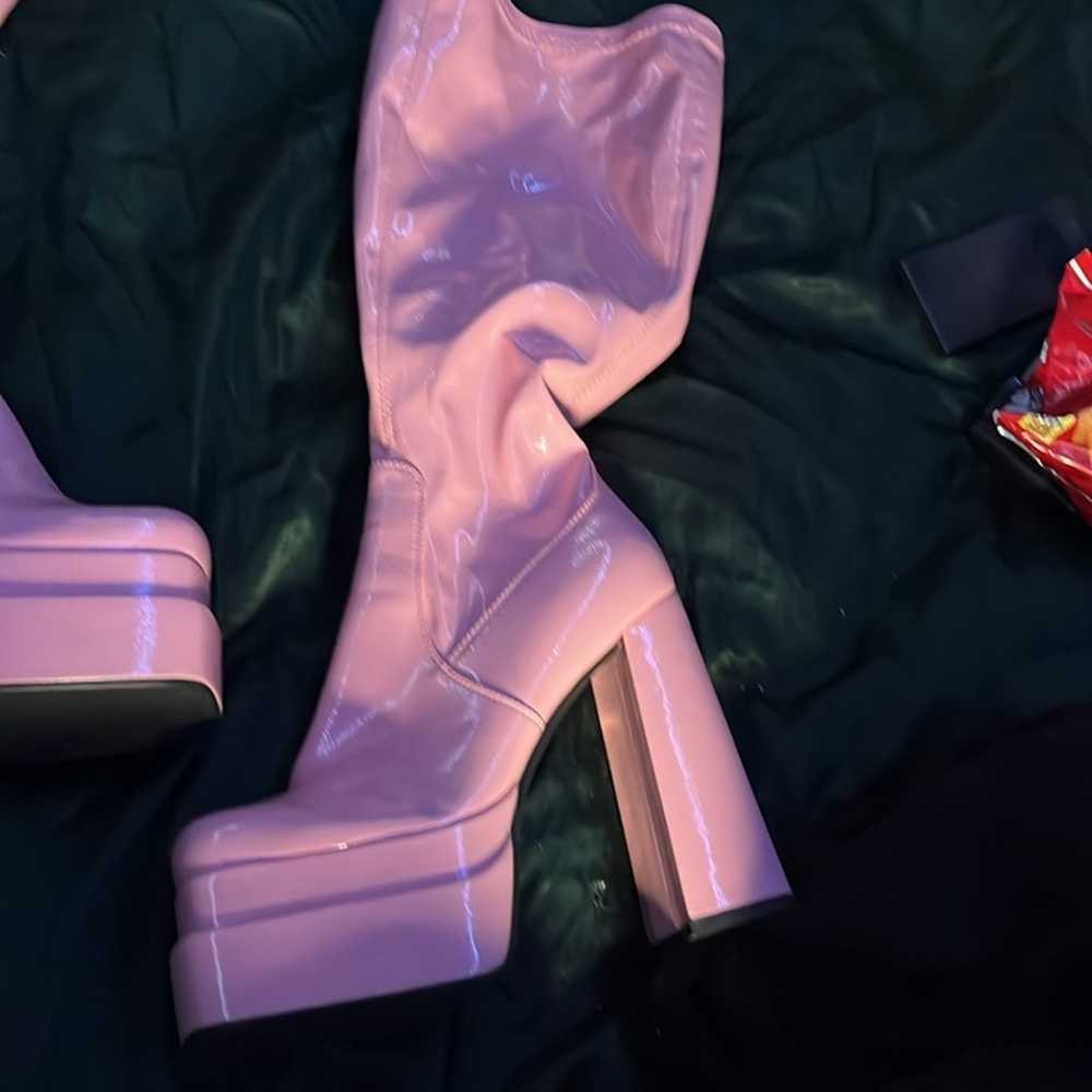 Baby pink, 4 inch platform heels - image 3