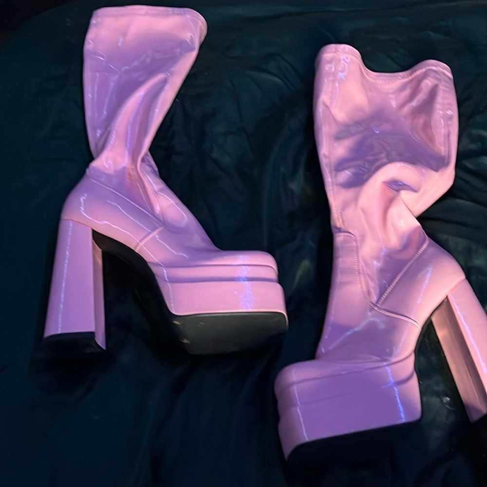 Baby pink, 4 inch platform heels - image 5