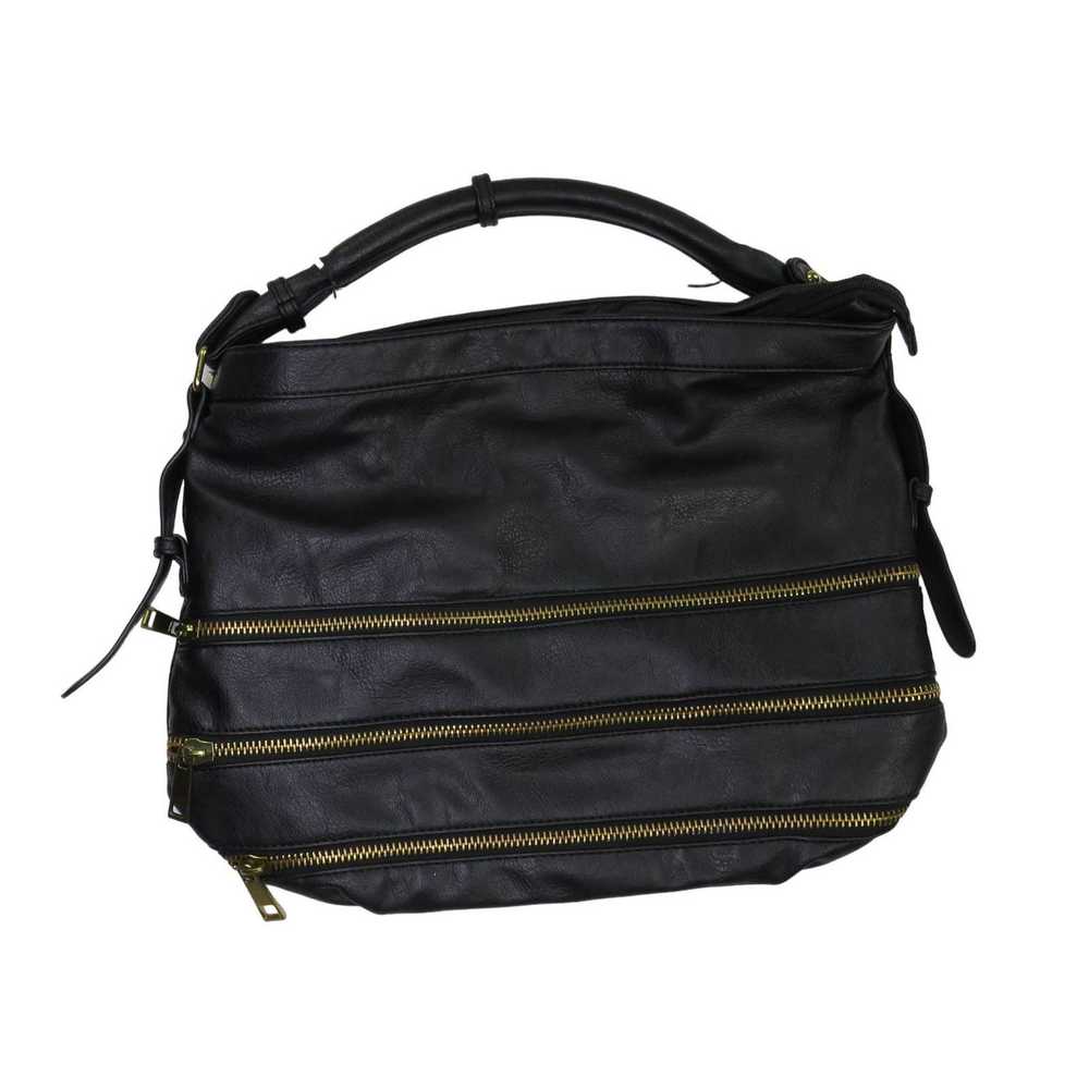 Vintage Y2k Black Faux Leather Zipper Shoulder Ba… - image 2