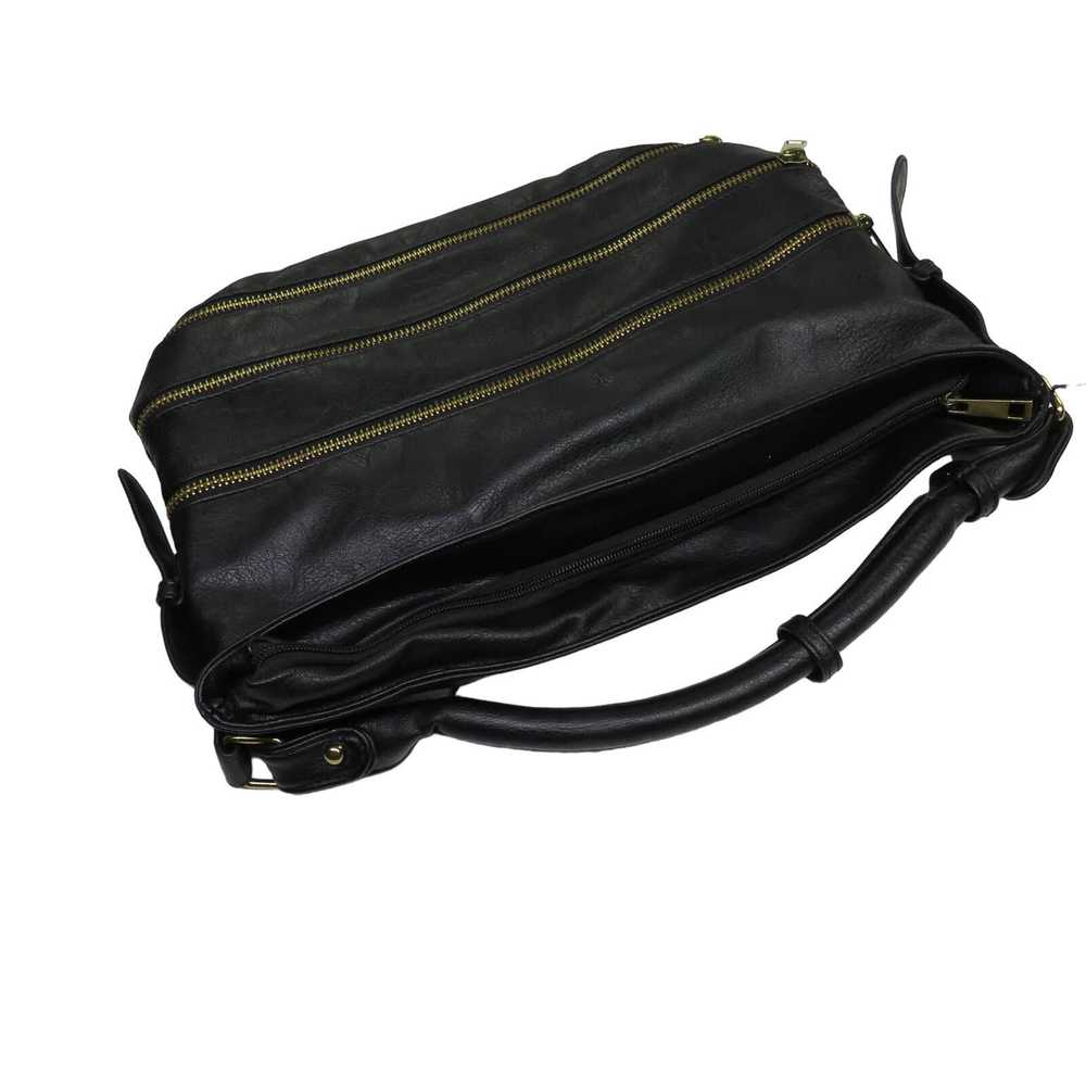 Vintage Y2k Black Faux Leather Zipper Shoulder Ba… - image 4