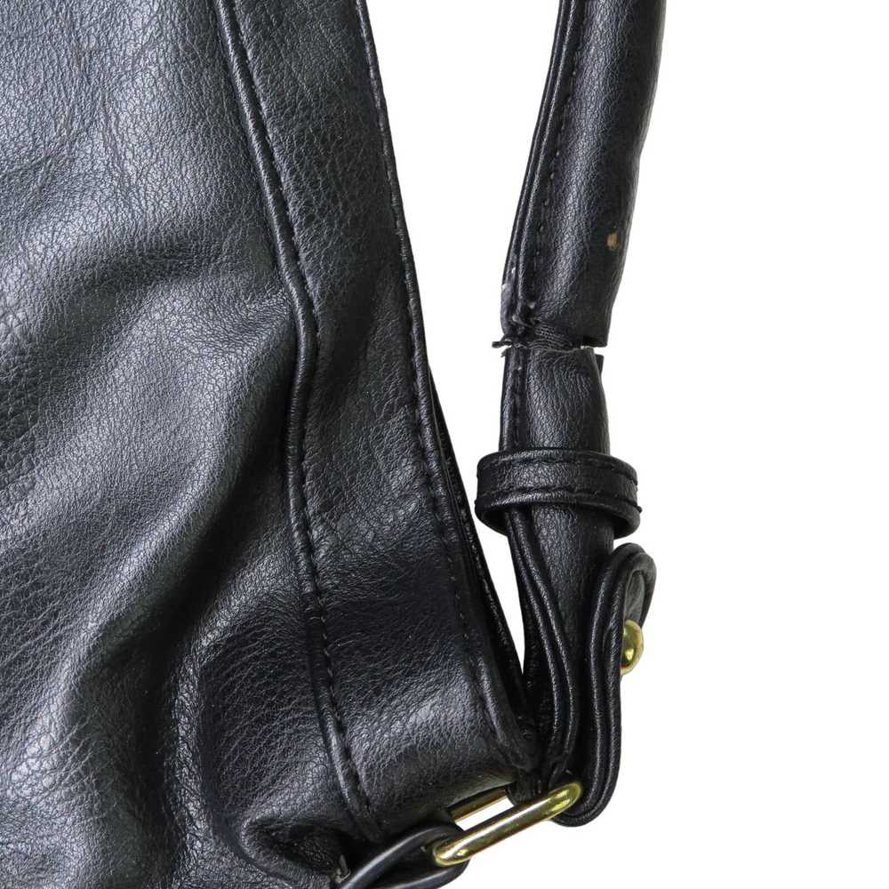 Vintage Y2k Black Faux Leather Zipper Shoulder Ba… - image 6