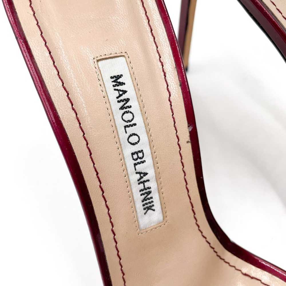 Manolo Blahnik Chaos Sandals Burgundy Patent Leat… - image 5