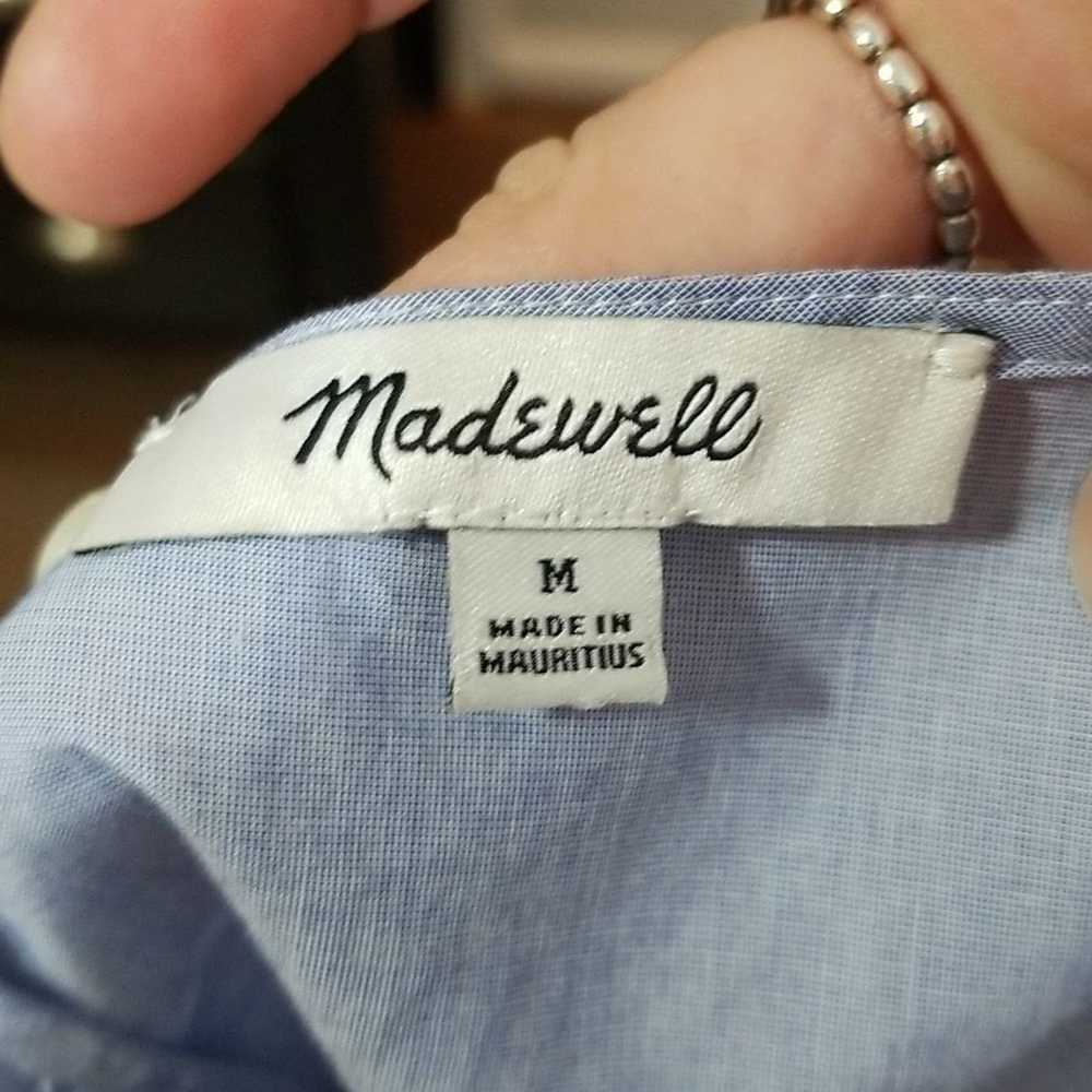 Madewell Madewell Blue Ruffle Sleeve Top - image 6