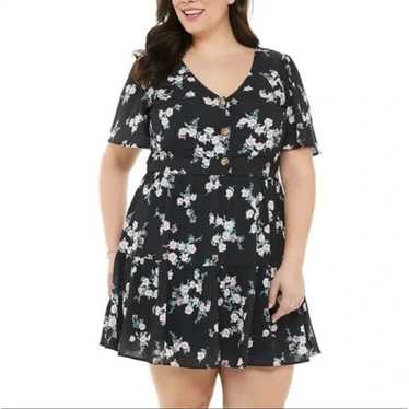 EVRI Floral Button Down Tiered Dress // 2X