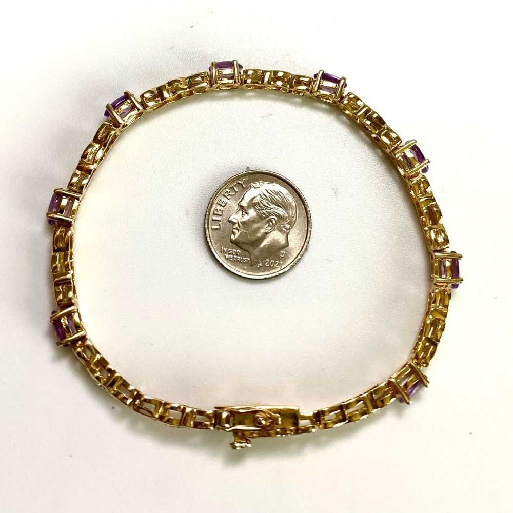 Gold AOO Beautiful Vintage Gold Vermeil & Amethys… - image 12