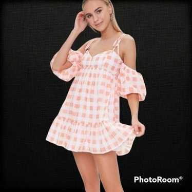 Forever21 plaid puff sleeve mini dresses,Size S fo