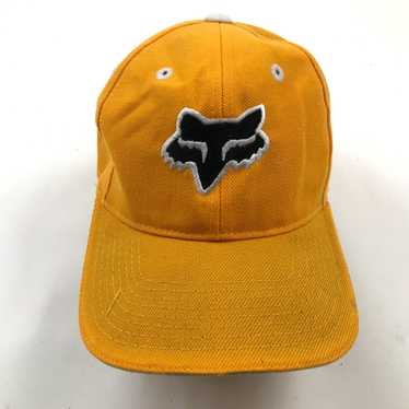 Vintage Fox Hat Cap Strapback Yellow Black Adjust… - image 1