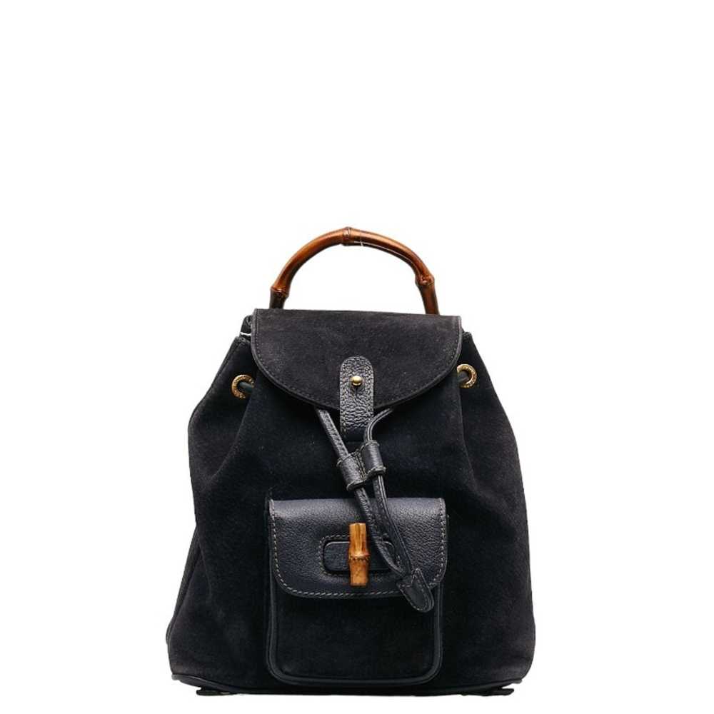 GUCCI Bamboo Rucksack Backpack 003 2852 Navy Sued… - image 1