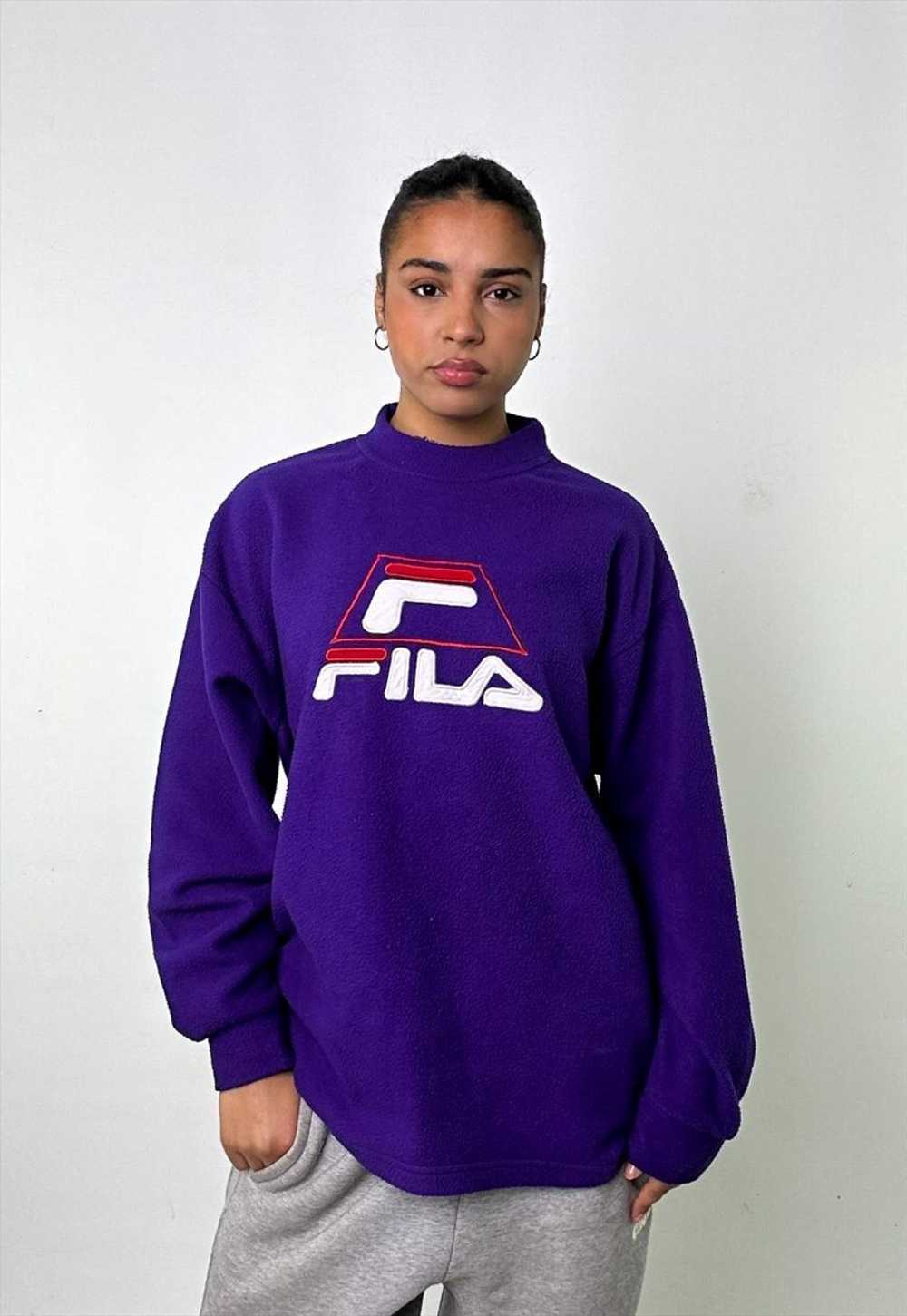 Purple 90s FILA Spellout Sweatshirt - image 1