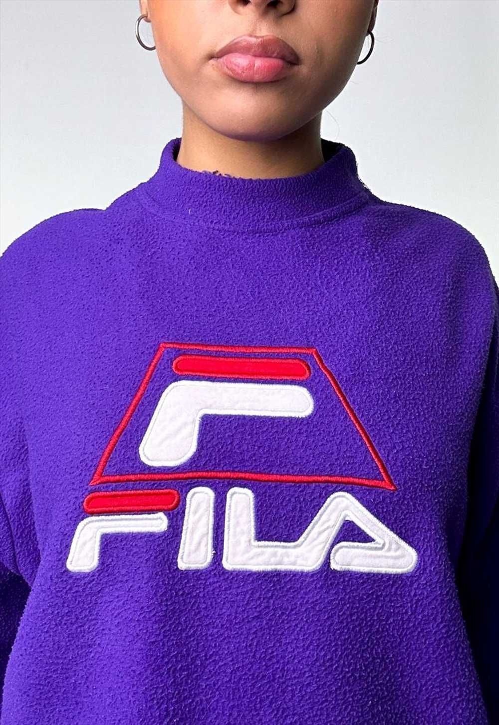 Purple 90s FILA Spellout Sweatshirt - image 2