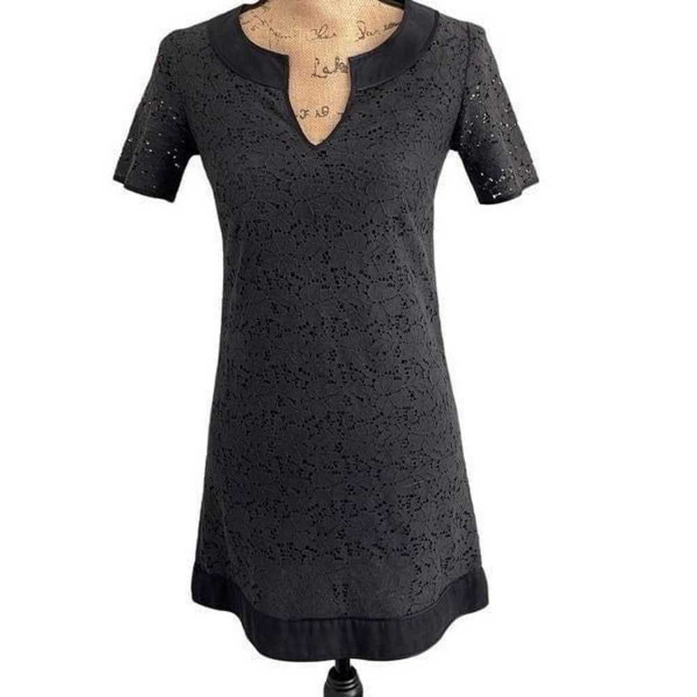 Massimo Dutti Black Lace Short Sleeve Mini Dress … - image 1