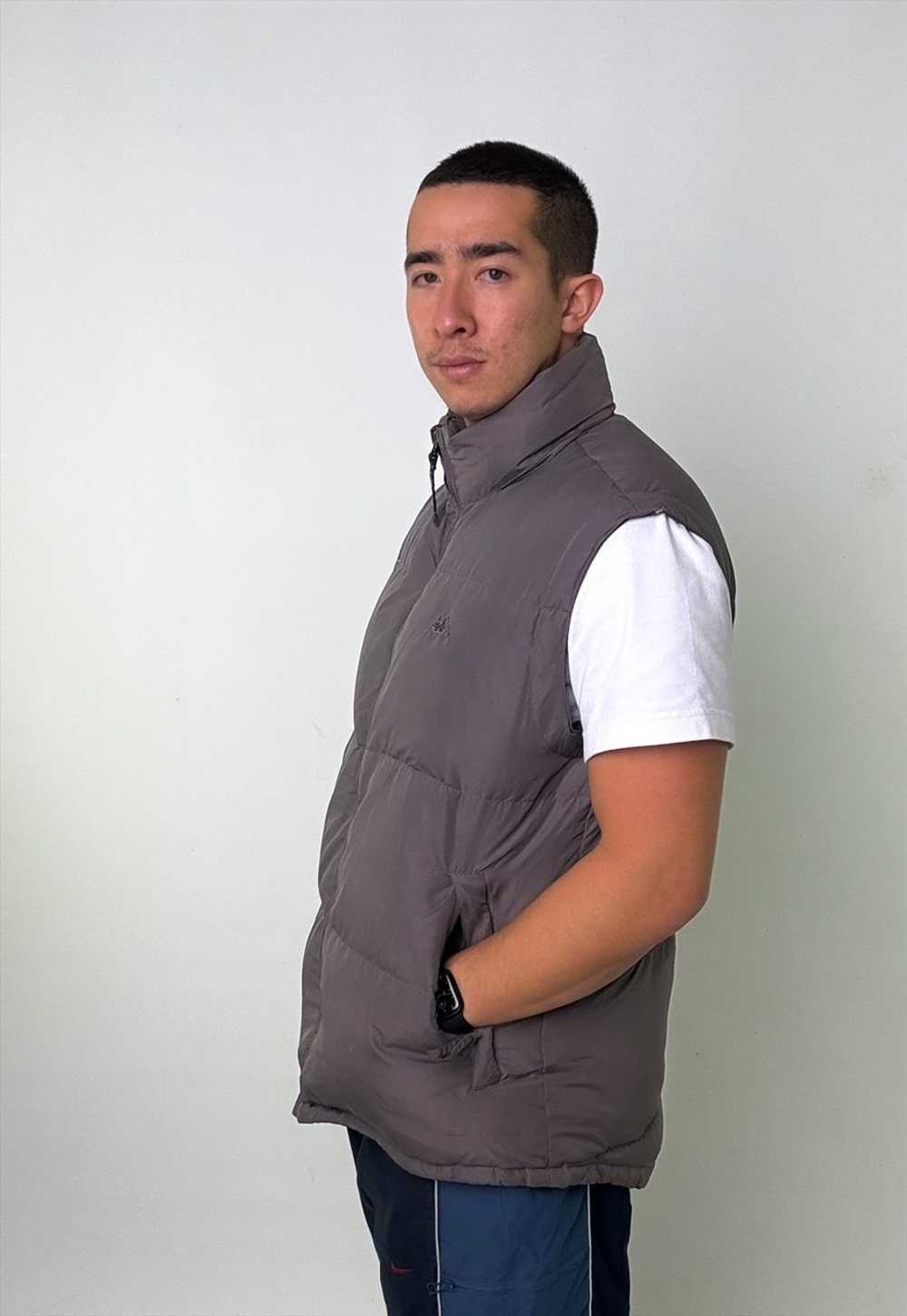 Dark Grey y2ks Kappa Puffer Jacket Coat Gilet - image 2